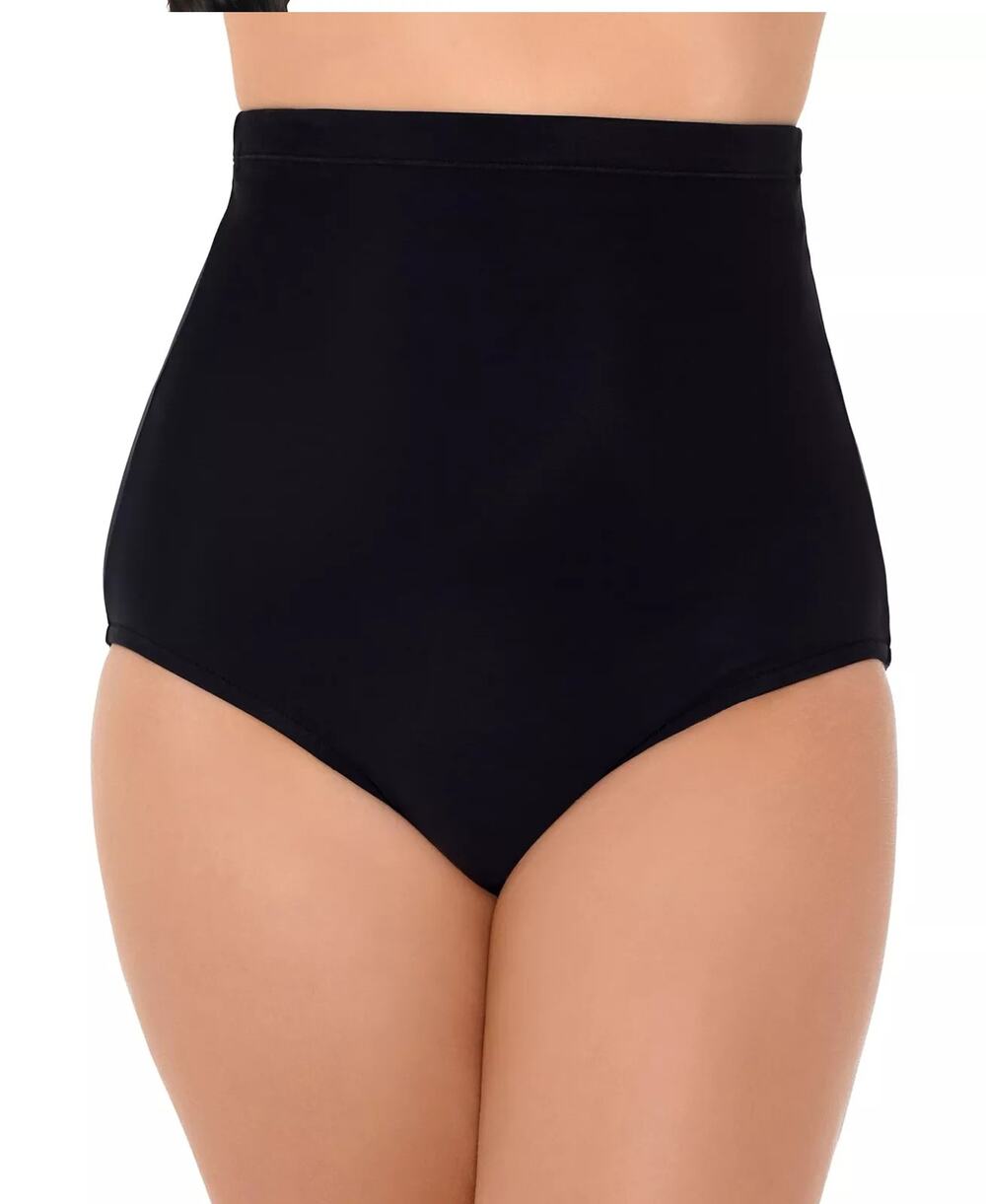 Swim Solutions Swimsuit, Solid High-Waist Swim Brief In Black